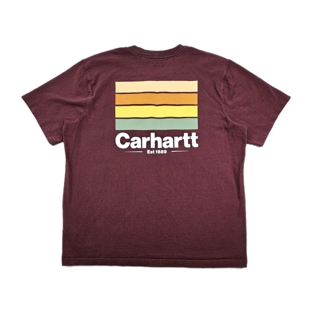 Carhartt Relaxed Fit Heavyweight Port Maroon Mens‎ XL Work Shirt Pocket Tagless
